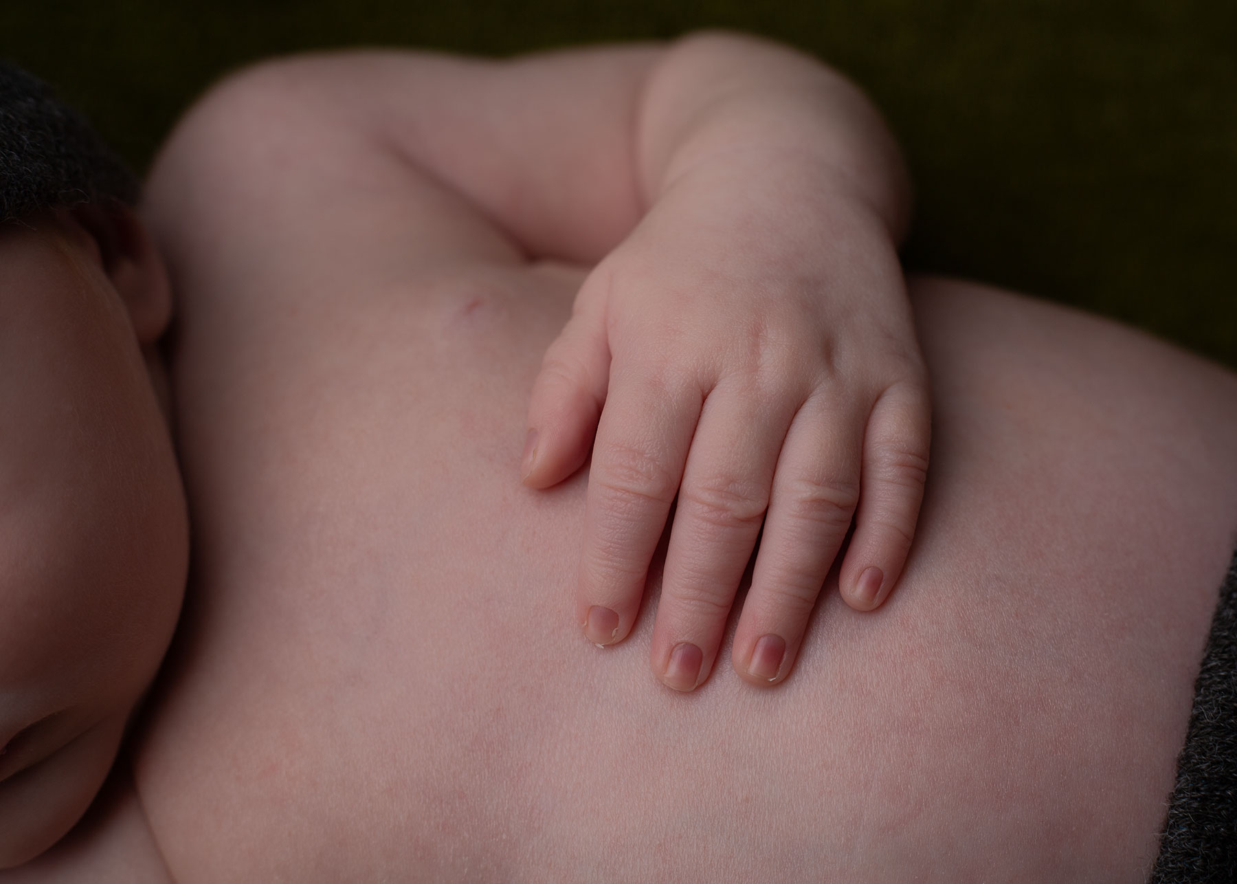 Detail photograph of a newborn baby's tiny hands